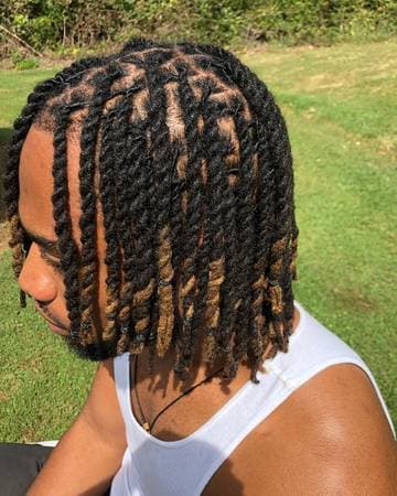 African American man with braids with highlighted hair tips