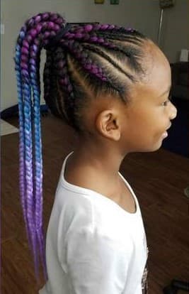 Black girl with colored braids