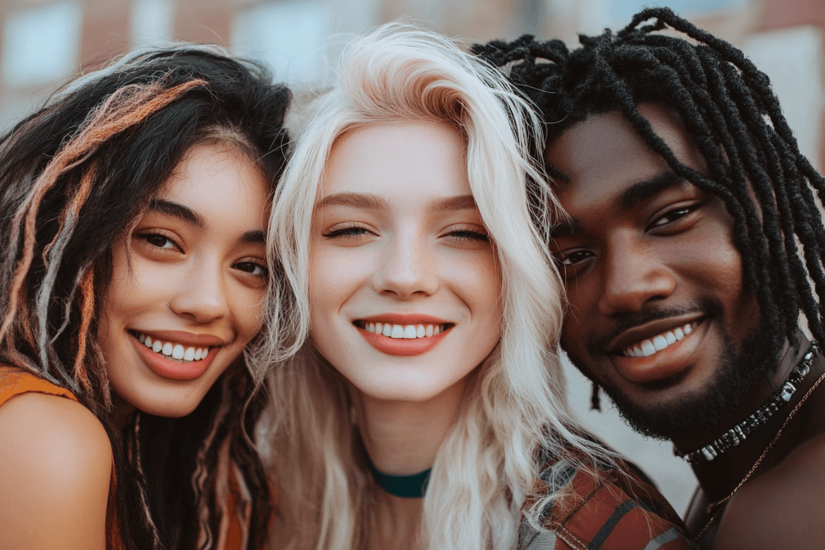 Picture of an Asian, African, and European hairstyles